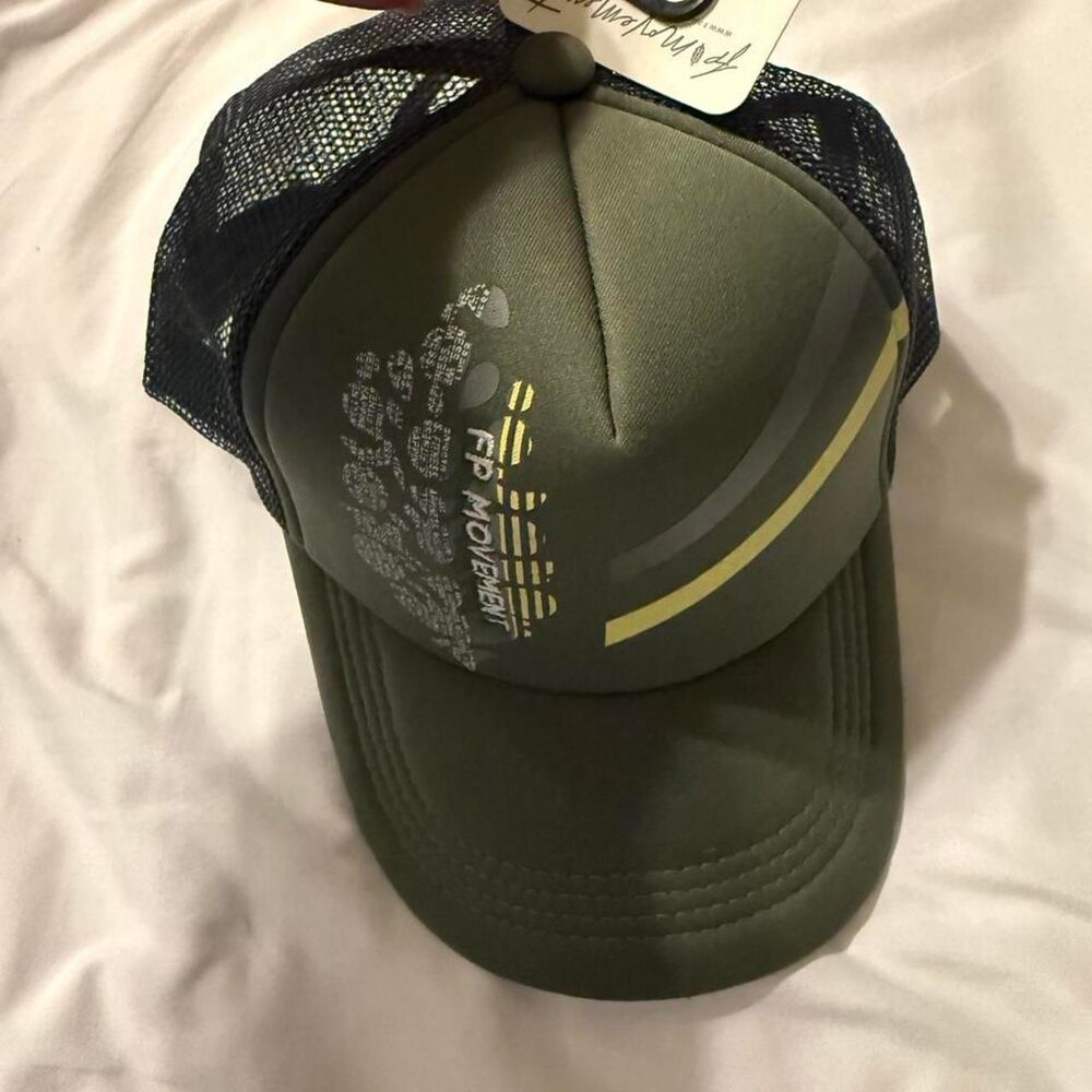 NWT Free-people Women's Green and Khaki Hat